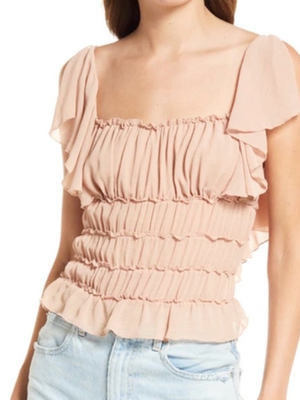 Free People Juliet Dusty Rose Ruffled Bodysuit - Picture 3 of 8